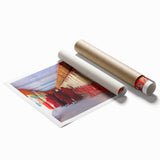 Extra large rolled print of Bhutan scenery with vibrant floral elements.