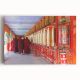 Black and white photograph of Bhutanese landscape on large stretched canvas, ideal for kitchen wall art.