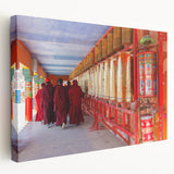 Large canvas print of a serene Bhutanese landscape in muted earth tones, ideal for kitchen wall art.