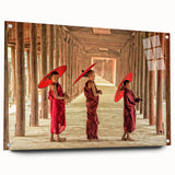 Acrylic print of a Cambodian landscape in muted earth tones, ideal for dining room decor.