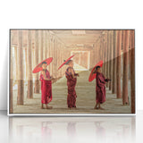 Framed acrylic print of a Cambodian landscape in muted earth tones, suitable for modern art wall decor.