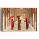 Black and white photograph of Angkor Wat on stretched canvas, ideal for kitchen wall art.