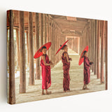 Side view of a large stretched canvas depicting a serene Cambodian landscape, ideal for kitchen wall art.