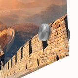 Large abstract wall art depicting the Beijing skyline in muted gray and blue tones on acrylic glass.