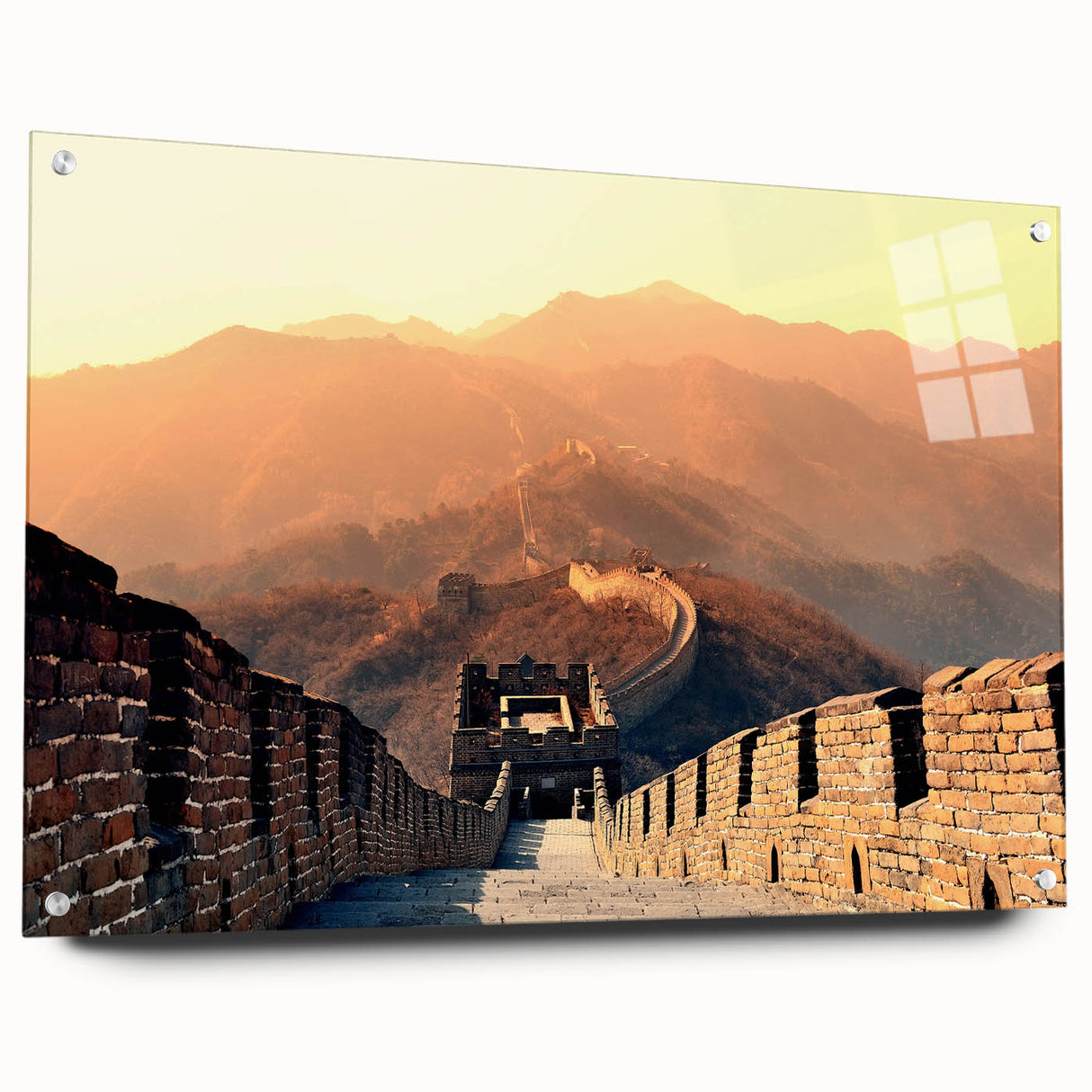 Acrylic print of a Beijing cityscape in muted gray tones, ideal for dining room decor.