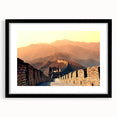 Extra large textured abstract art print of a colorful Beijing cityscape, framed in black, ideal for living room decor.