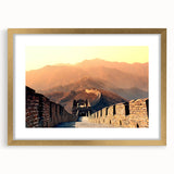 Extra large abstract art print of Beijing scenery in gold frame, ideal for living room decor.