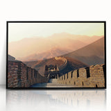 Large abstract wall art depicting Beijing's skyline in muted gray and blue tones on a framed acrylic.