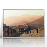 Art deco style poster of Beijing skyline in muted gray and blue tones, acrylic framed, suitable for modern art wall decor.