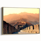Framed canvas of a vintage-style Beijing landscape in muted gold and black tones, ideal for bedroom wall art.
