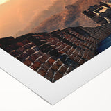 Art deco poster of Beijing skyline in muted gold and black tones on rolled canvas, suitable for dining room wall art.