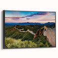 Black and white wall art featuring the Great Wall of China on a framed canvas, ideal for bedroom decor.