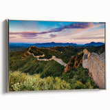 Landscape art painting of the Great Wall of China in muted earth tones on a framed canvas, ideal for office wall decor.