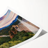 Extra large wall art featuring a line art design of flowers with muted earth tones on a rolled canvas.