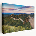 Side view of a stretched canvas depicting the Great Wall of China in muted earth tones, suitable for kitchen wall art.