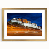 Extra large textured abstract art print of a Tibetan landscape in muted earth tones on a framed canvas.