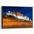 Black and white landscape art painting of Tibet on framed canvas, ideal for bedroom wall decor.