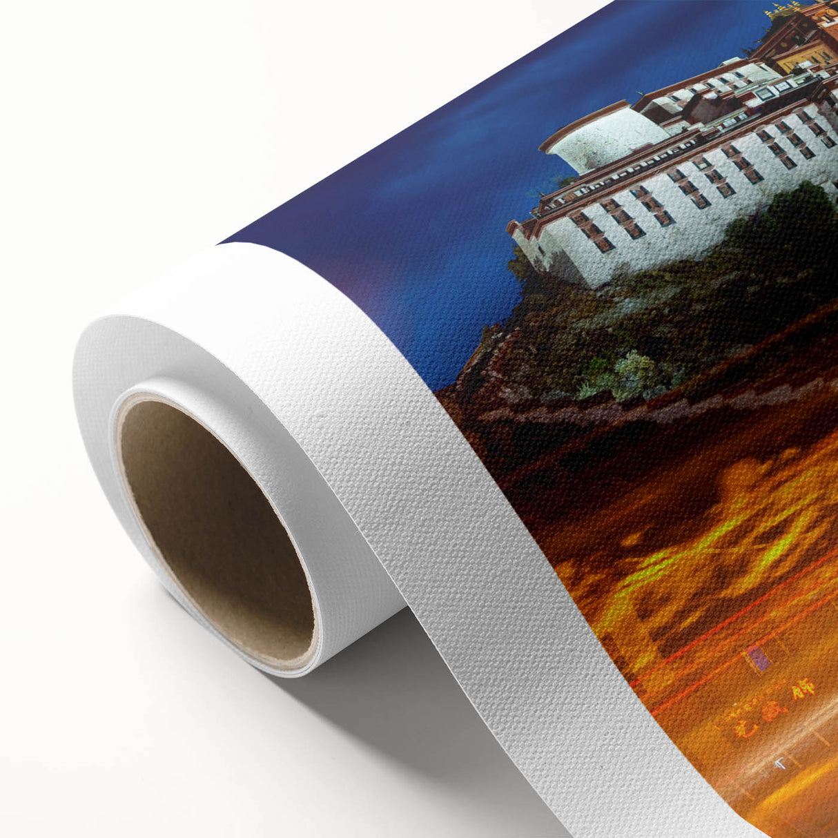 Art deco poster of Tibet scenery in vibrant colors on rolled canvas, ideal for nursery wall art.