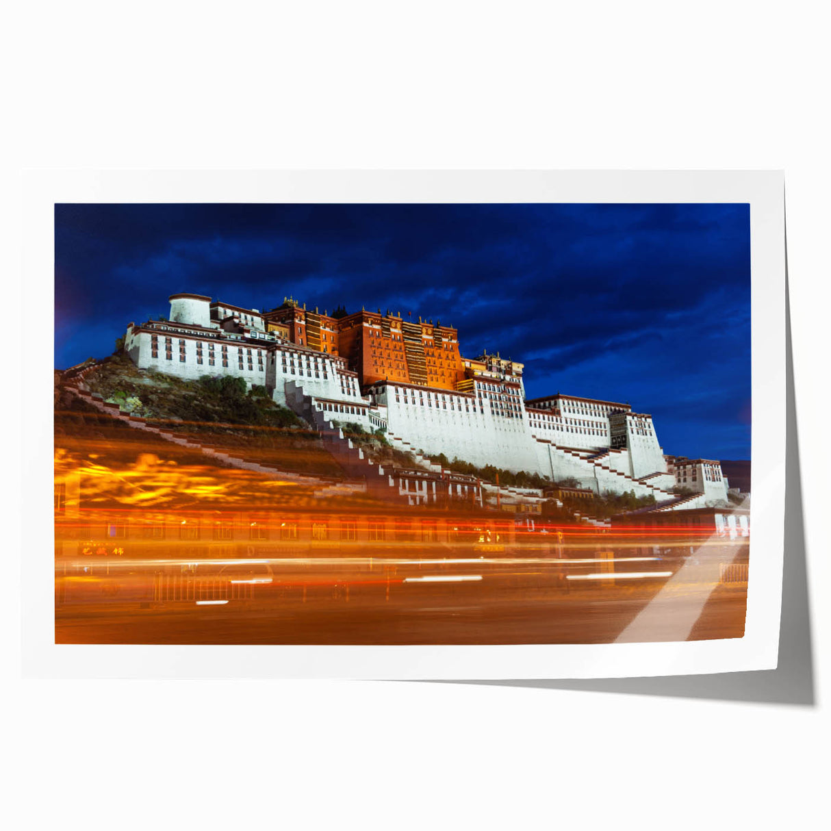 Rolled print depicting a serene Tibetan landscape with muted earth tones, ideal for art wall dining room.