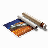 Extra large rolled print of a Tibetan landscape with vibrant floral elements, ideal for classy bathroom wall art.