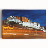 Black and white photo of Tibet landscape on large stretched canvas, ideal for kitchen art.
