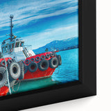 Extra large framed canvas featuring a textured, colorful Asian scenery in black, ideal for living room decor.