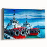 Landscape art painting of a Georgian scenery on a framed canvas, featuring vibrant earth tones with a vintage poster style.