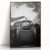 Framed acrylic print of Hong Kong scenery in gold tones, ideal for modern art wall decor.