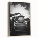 Framed canvas featuring a vintage-style Hong Kong landscape in black and gold tones, ideal for bedroom wall art.