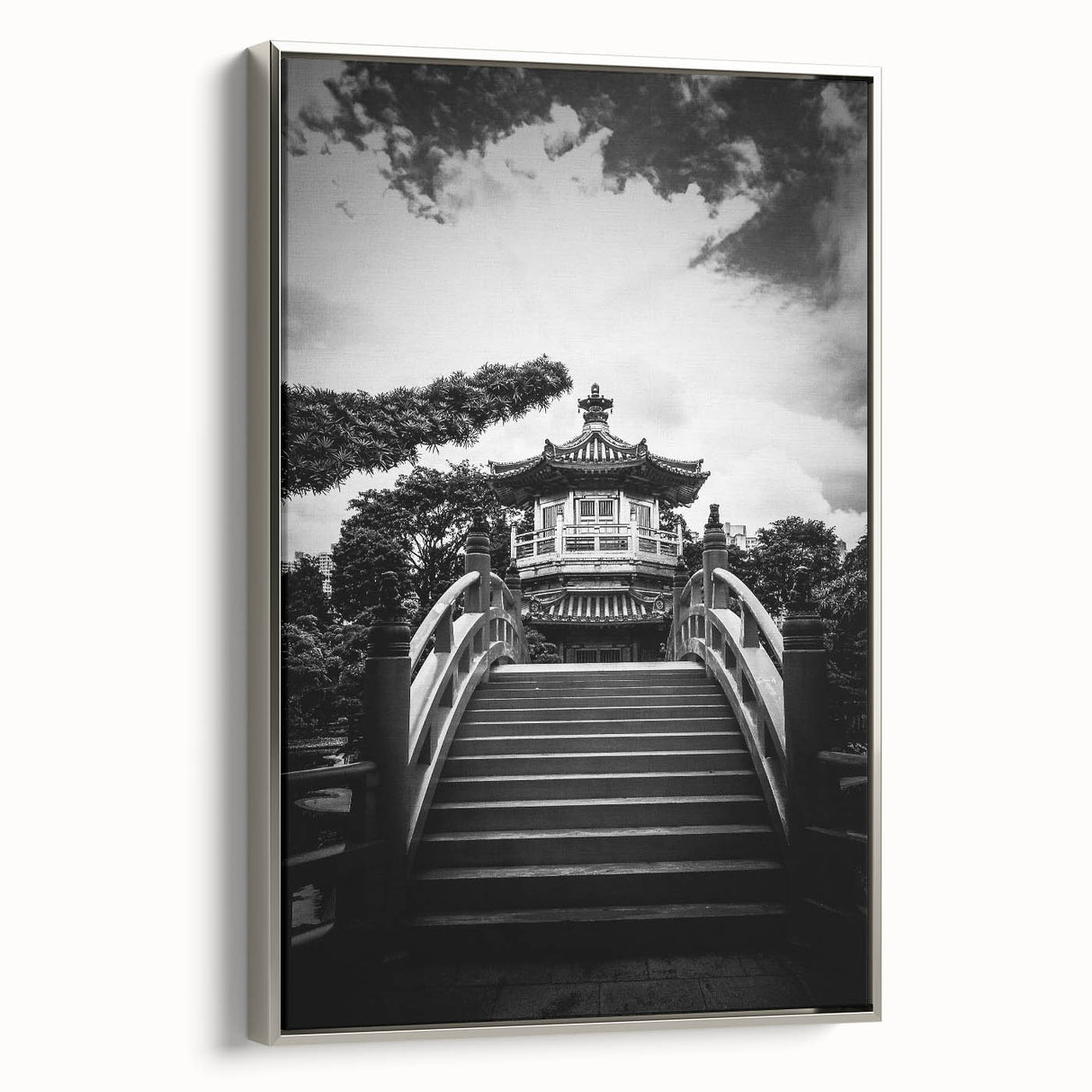 Framed canvas of Hong Kong landscape painting in vibrant colors, ideal for living room decor.