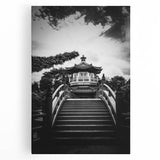 Black and white stretched canvas of Hong Kong skyline, ideal for kitchen wall art.
