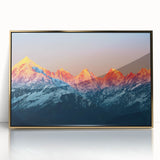 Large art print of a mid-century modernist Indian landscape in gold tones on acrylic, ideal for modern art wall decor.