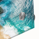 Large abstract wall art depicting a serene Indonesian landscape in pastel shades on acrylic glass.