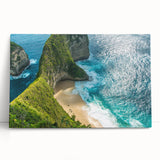 Monochrome Indonesian landscape on large stretched canvas, ideal for kitchen wall art or bedroom decor.