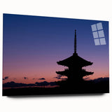Large abstract wall art featuring a serene Kyoto scenery in muted watercolor tones on acrylic glass.