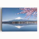 Black and white print of Mount Fuji on a large stretched canvas, ideal for kitchen wall art.
