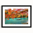 Extra large abstract art print featuring a colorful, textured scene of a Japanese landscape on a framed canvas.