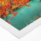 Art deco poster of a Japanese landscape in muted earth tones on rolled canvas, suitable for dining room decor.