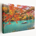 Large art depicting a serene Japanese landscape on stretched canvas, ideal for kitchen wall art.