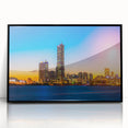 Large abstract wall art of Seoul skyline in muted gray tones on a framed acrylic, suited for modern art wall decor.
