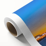 Art deco poster of Seoul skyline in pastel shades on rolled canvas, ideal for nursery wall art.