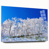 Large abstract wall art depicting an Asian landscape in muted earth tones on acrylic glass.