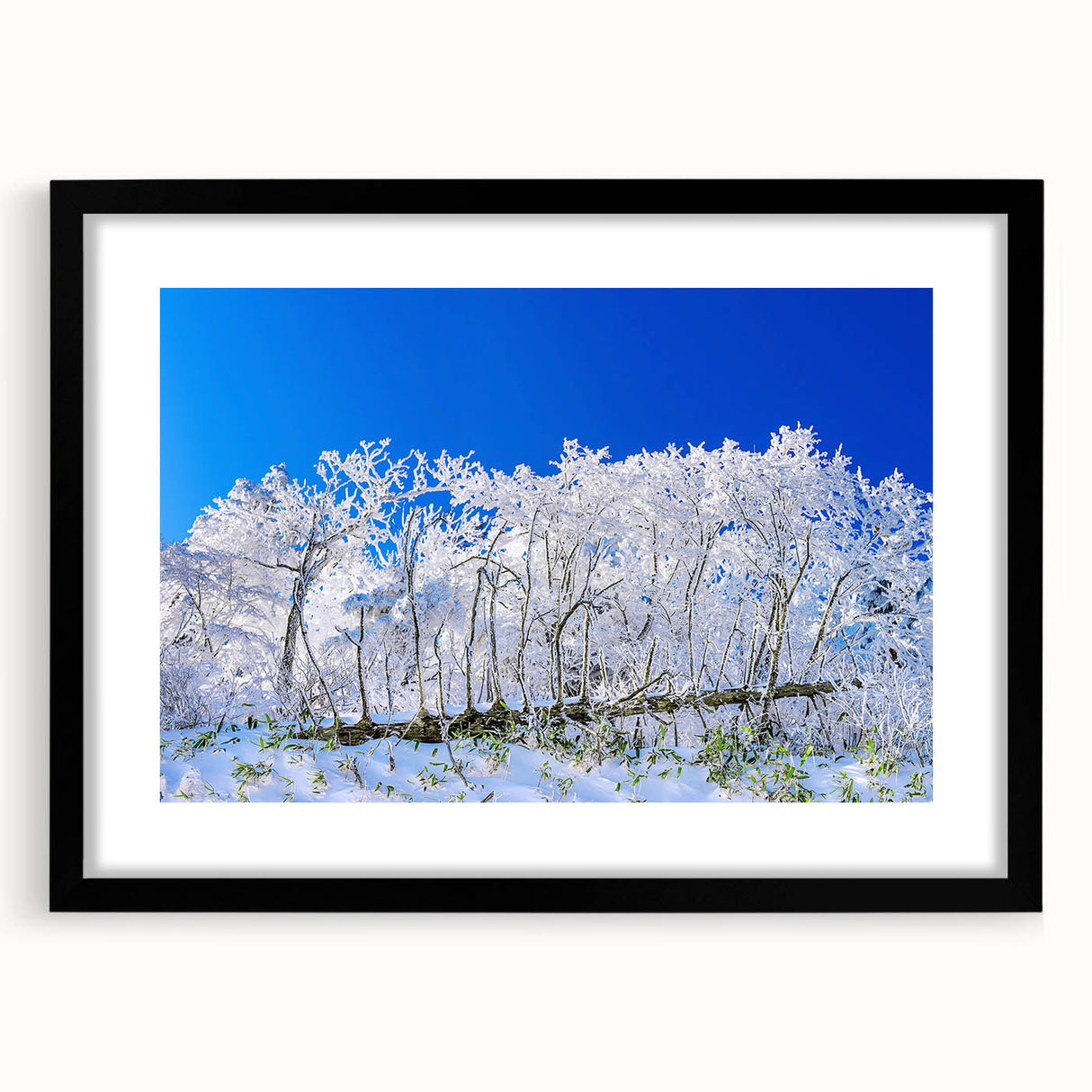 Extra large abstract art print of a colorful Asian scenery in a black frame, ideal for living room decor.