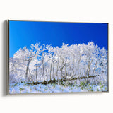 Landscape art painting of a Korean scenery on framed canvas, featuring colorful art in a vintage poster style.