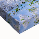 Large art of a black and white Korean landscape on stretched canvas, ideal for bedroom wall decor.