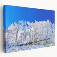Large canvas print featuring a serene Korean landscape in soft green and blue tones, ideal for kitchen wall art.