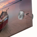 Large abstract wall art depicting a Malaysian landscape in vibrant colors on acrylic glass, ideal for dining room ambiance.