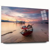 Large abstract wall art depicting a Malaysian landscape in muted earth tones on acrylic glass.