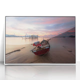 Framed acrylic print of a serene Malaysian landscape, featuring soft pastel hues.