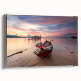 Framed canvas depicting a vintage-style Malaysian landscape in vibrant colors.